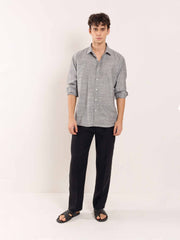 Grey Striped Linen Shirt